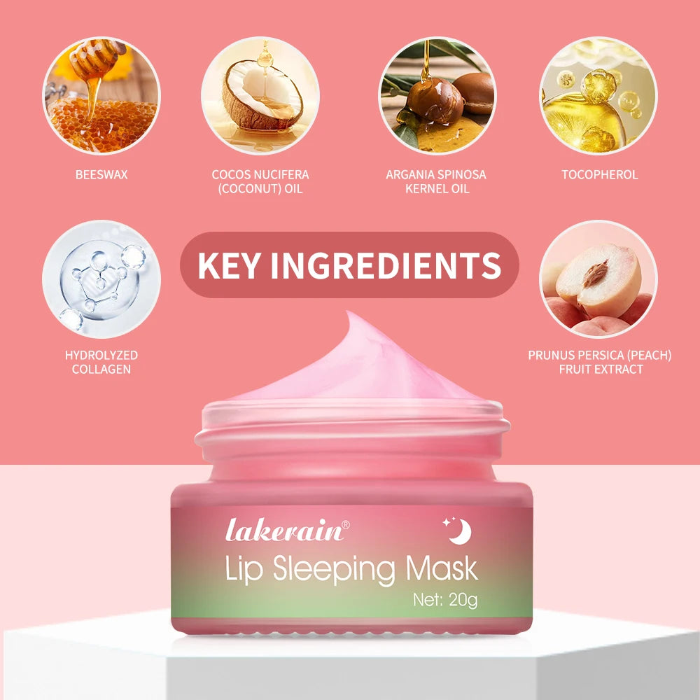Lip Sleeping Mask Peach Moisturizing And Collagen Enhancing Restores Hydrates And Volumizes Dry And Chapped Lips Care Products Oasis Select