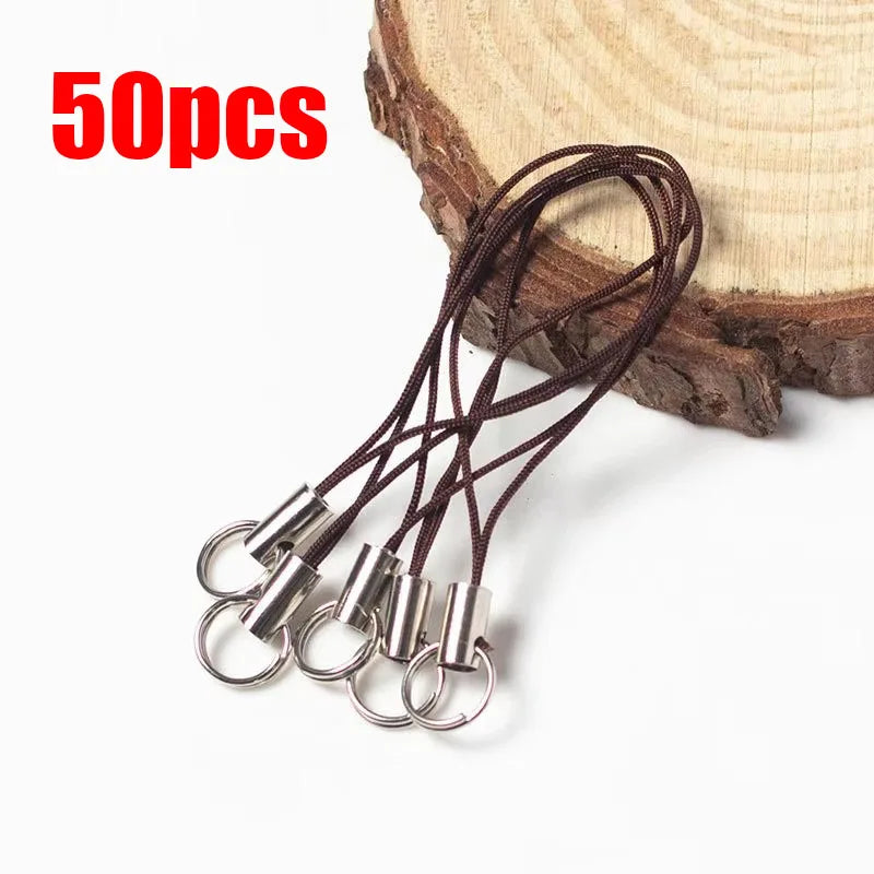 50/100pcs Wire Cord Mobile Phone Craft Pendant Lanyard DIY Handmade Materials Key Ring DIY Toys Pendant Clips Lanyard Accessorie Oasis Select 50pcs Coffee