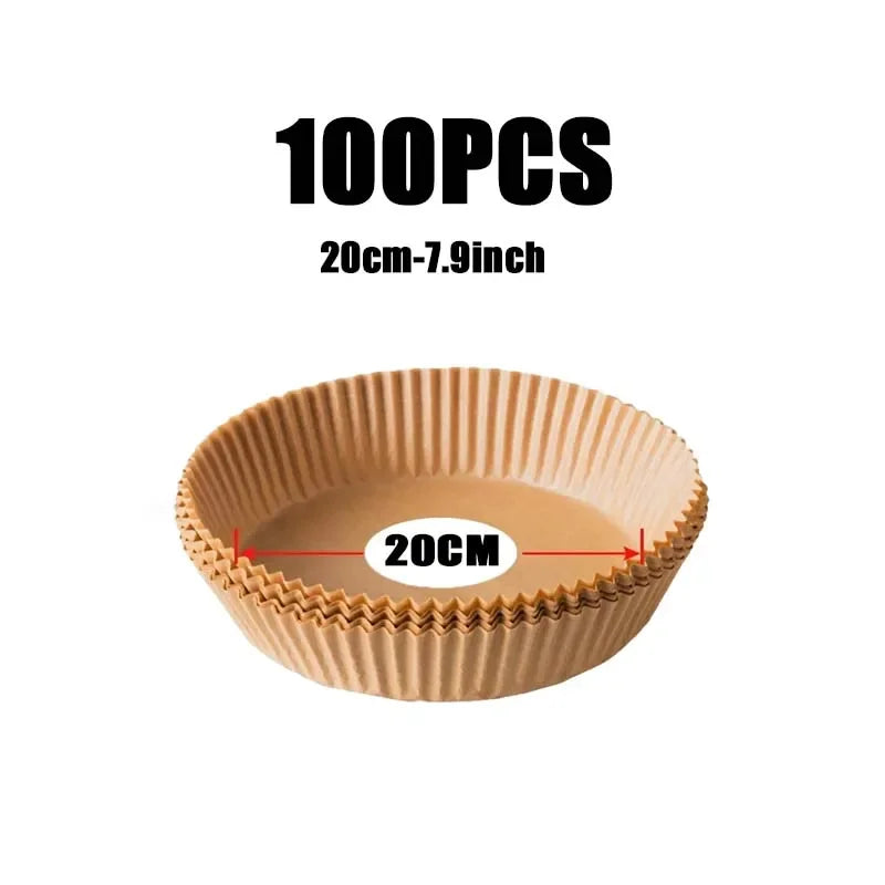 50/100pcs Square Airfryer Papers Non-Stick Disposable Paper Large Air Fryer Disposable Food Householdr Kitchen Oil Absorbing Oasis Select 100pcs-Round