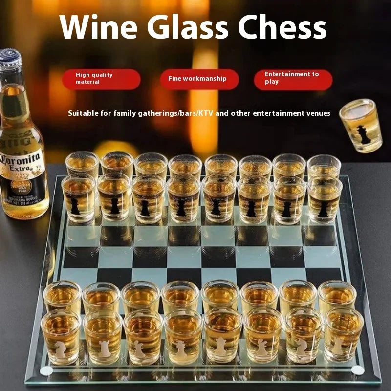 Transparent Glass Wine Glass Set Bar Drinking Games Home Party Games Whiskey Cocktail Tequila Bar Game Chessboard Set Party Gift Oasis Select