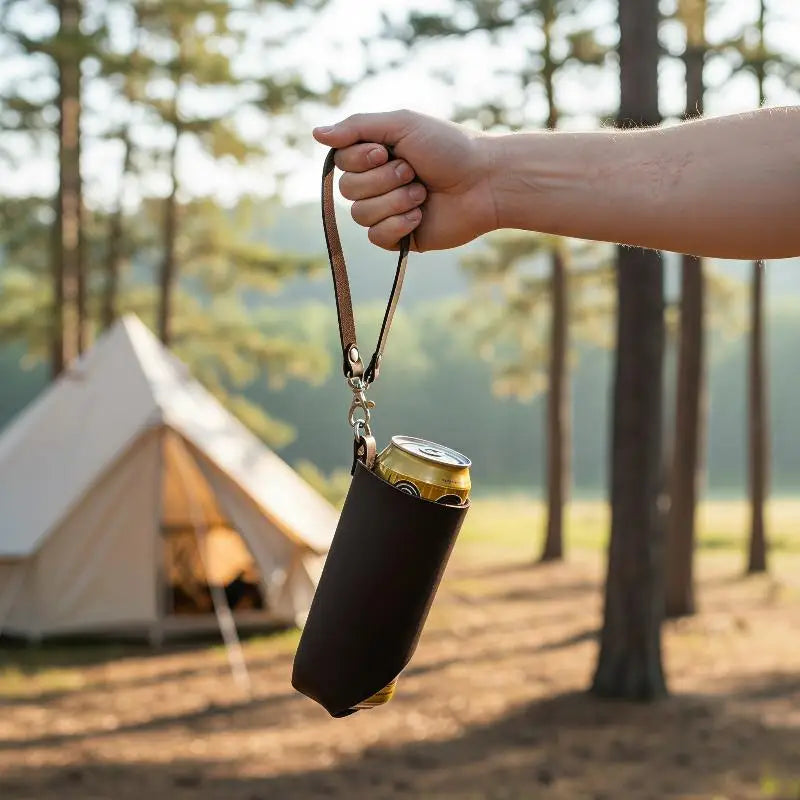 NEW PU Leather Beer Bottle Waist Portable Beer Belt Bag Handy Wine Bottles Beverage Can Holder Outdoor Drink Can Holder Oasis Select