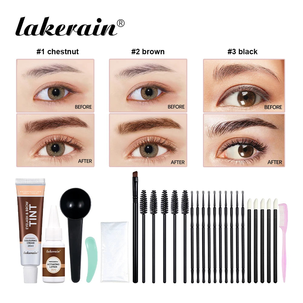 Lakerain Eyelash & Brow Tint Natural Bushy Eyebrow Makeup Kit Waterproof And Sweat-proof Long-lasting Natural Looking Effect Oasis Select
