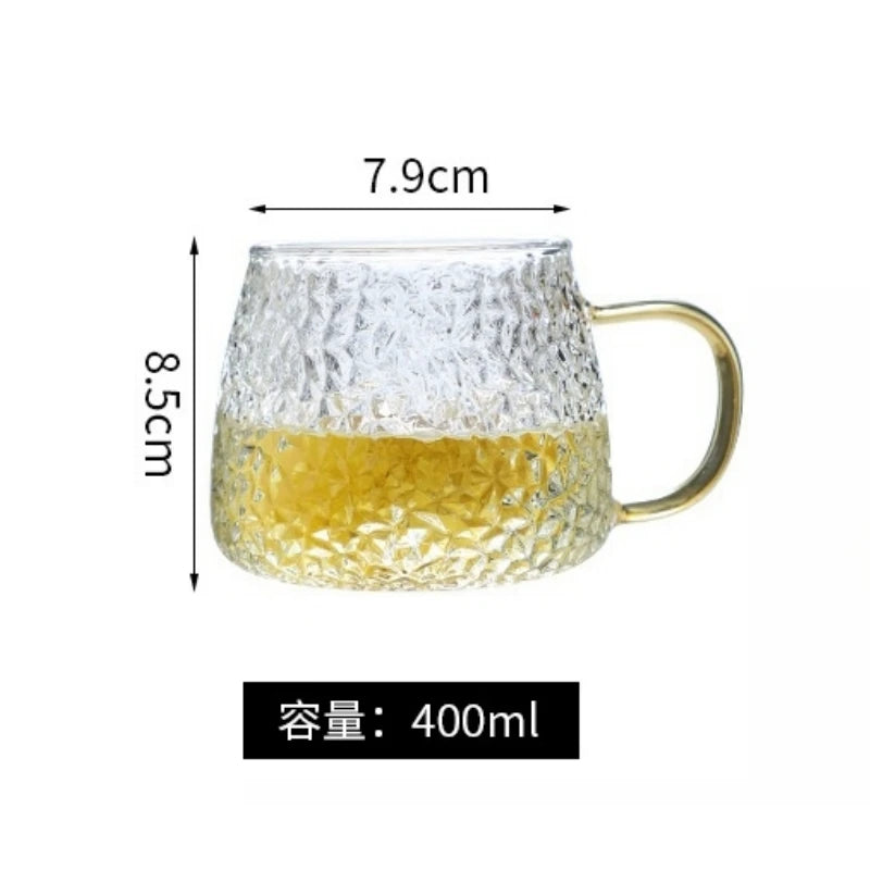 350ml/400ml Rose Glass Cup with Handle Household Breakfast Cup for Juice Coffee Clear Mug Cute Tea Milk Cup Glass Goblets Oasis Select Pineapple 350-400ml
