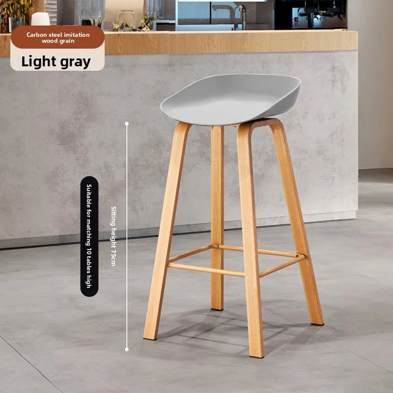 Nordic Bar Chair Modern Simple Bar Chair Wrought Iron Fashion Creative Restaurant High Stool Household Stool Front Desk Chair Oasis Select Q grey 75 2 pieces 1
