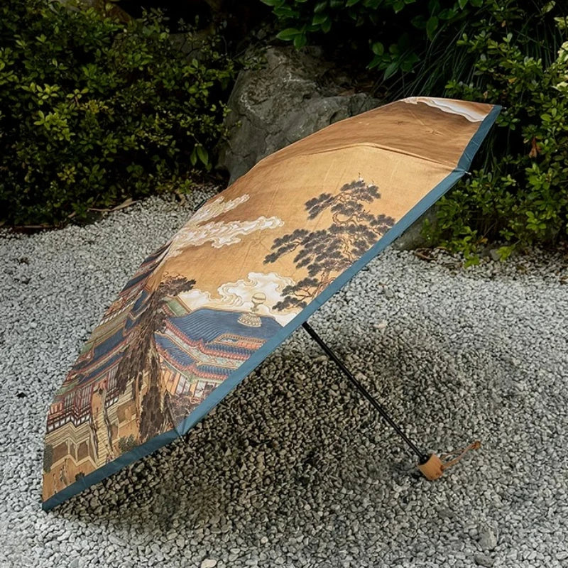 Chinese Style Folding Umbrella For Dual Use Sun Rain Lightweight Portable UV Protection High Appearance Level Outdoor Daily Oasis Select