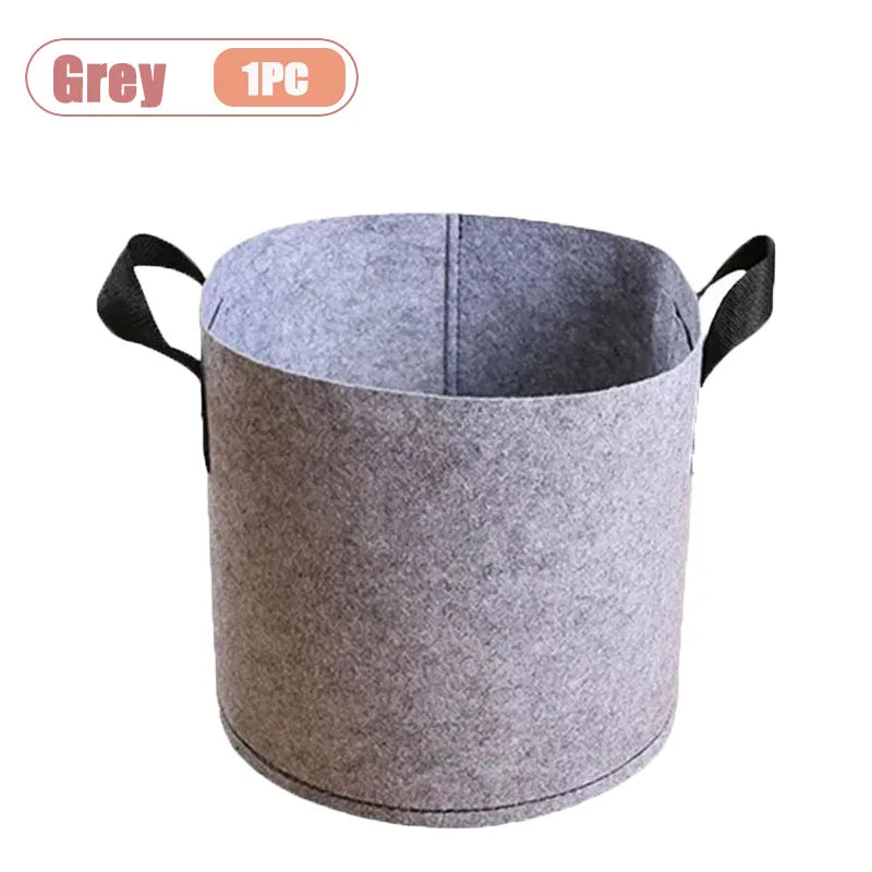 1-4PCS Thickened Nonwoven Fabric Grow Bag Felt Plant Pot for Balcony Roof Garden Aeration Container with Handle Oasis Select Grey-1PC 5Gallon
