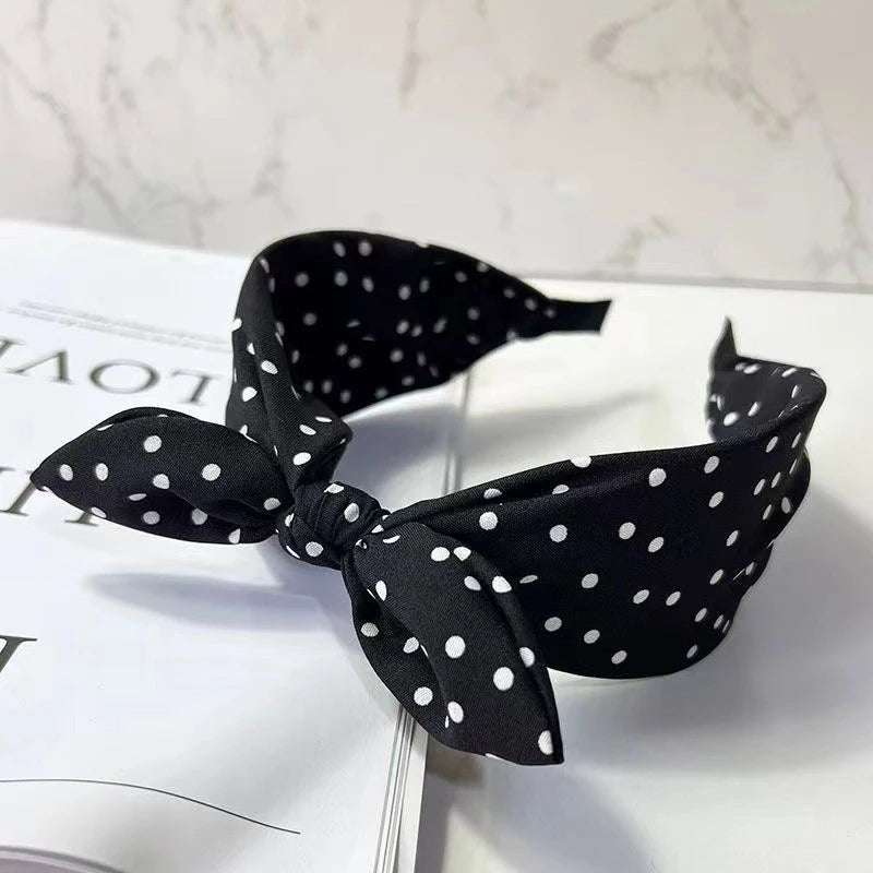 Polka Dot Bow Headband – Non-Slip Hair Hoop for Women & Girls Hair Headband Oasis Select black