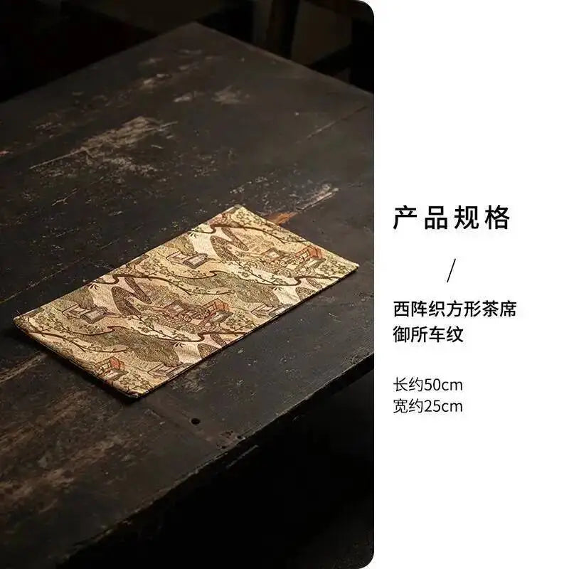National Trend Tea Mat Nishijin Weaving Tea Heat-resistant Table Mat Dry Brewing Mat Chinese Kung Fu Tea Set Tea Ceremony Oasis Select Carriage Pattern