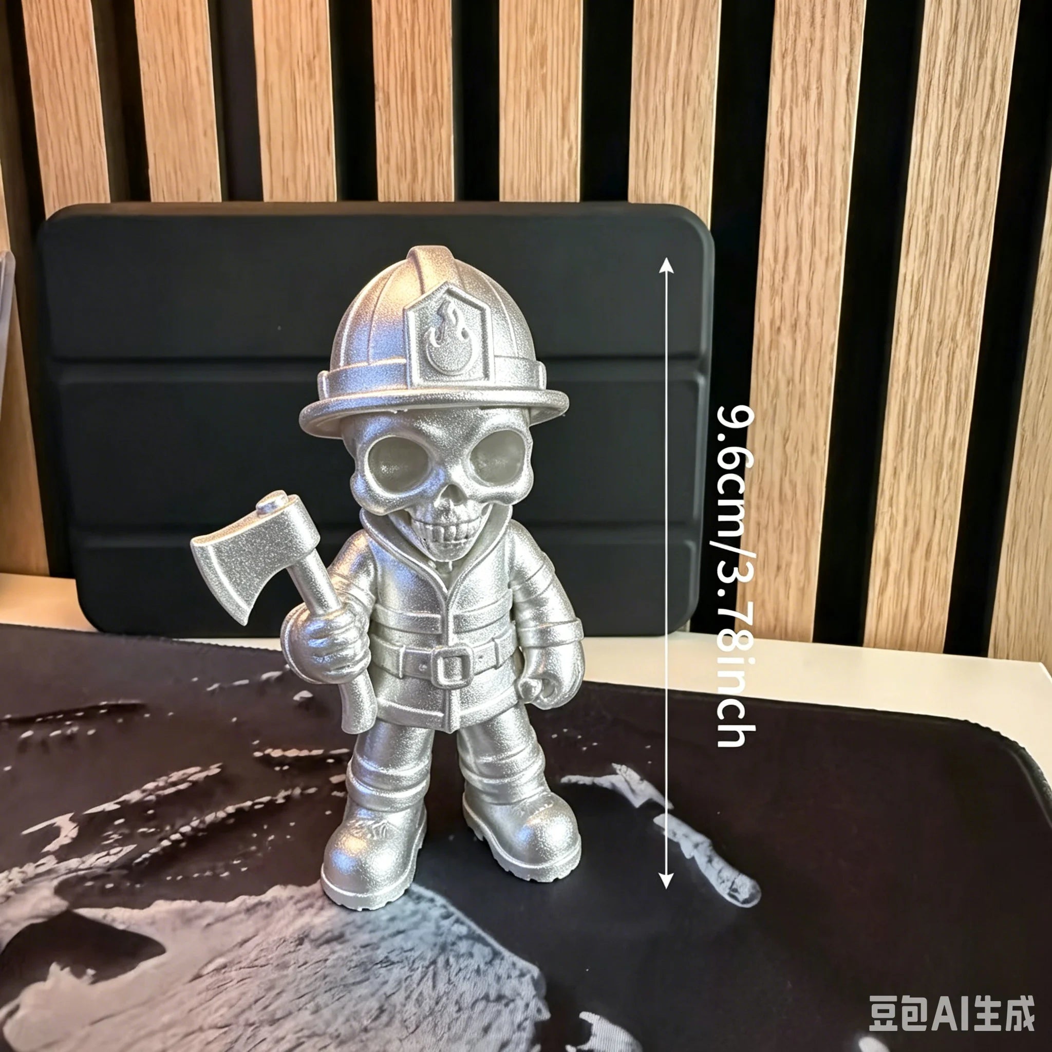 Axe Skeleton Firefighter Figurines Gothic Fireman Statue Whimsical Skull Firefighter Ornament for Home Office Desktop Decor Gift Oasis Select Axe silver 9.6x5.8x4.4cm