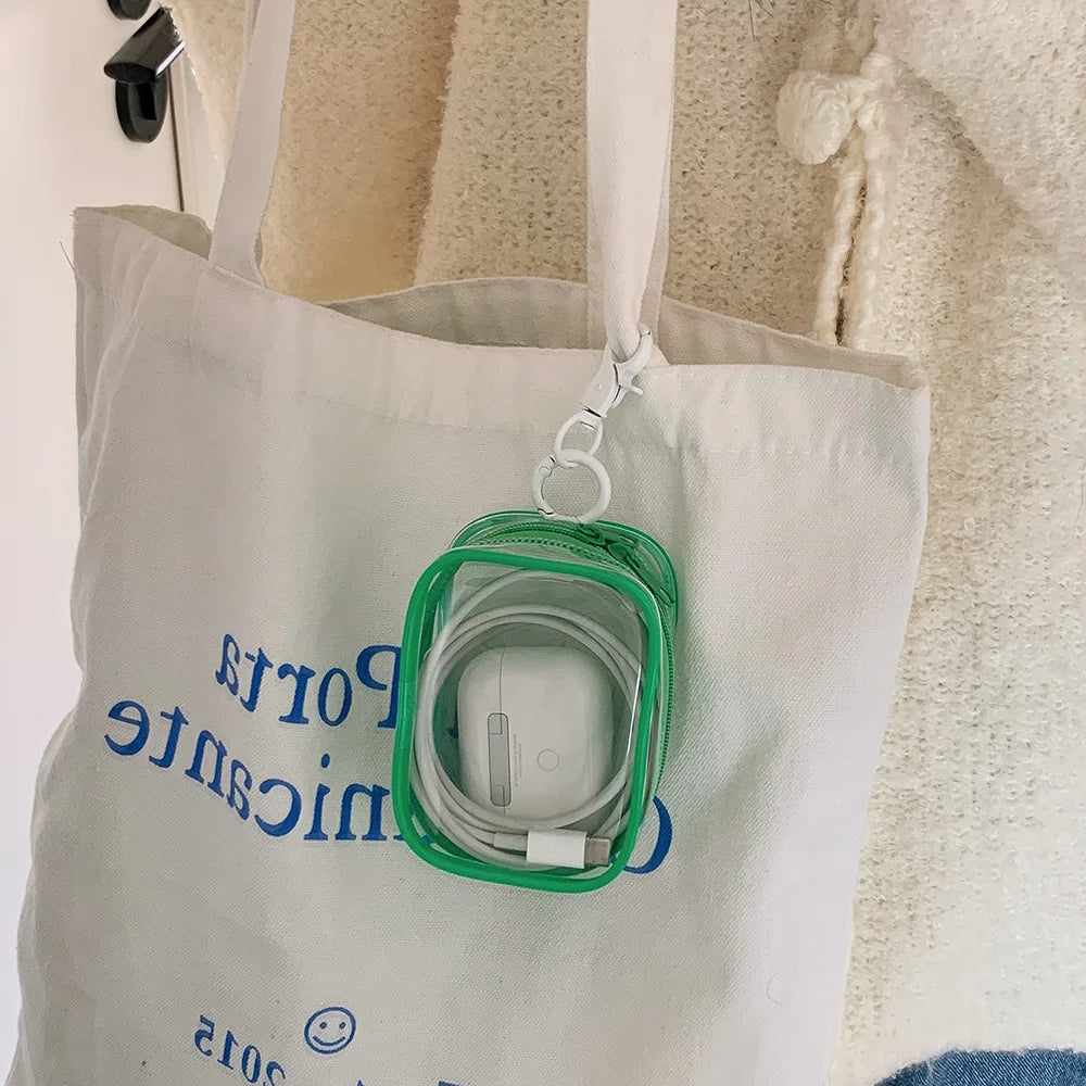 Transparent PVC Plush Dolls Storage Pouch Square Earphone Organizer Purse With Keychain Anime Cartoon Toy Display Protector Case Oasis Select