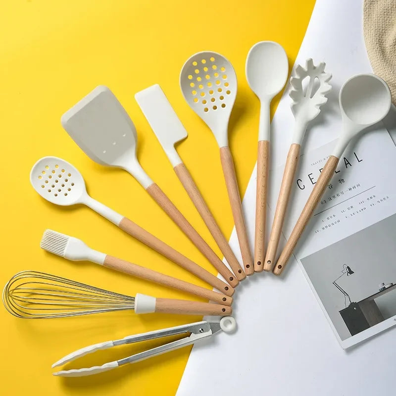 Silicone Kitchen Utensils Set – Non-Stick Spatula & Beater Silicone Utensil Set Oasis Select