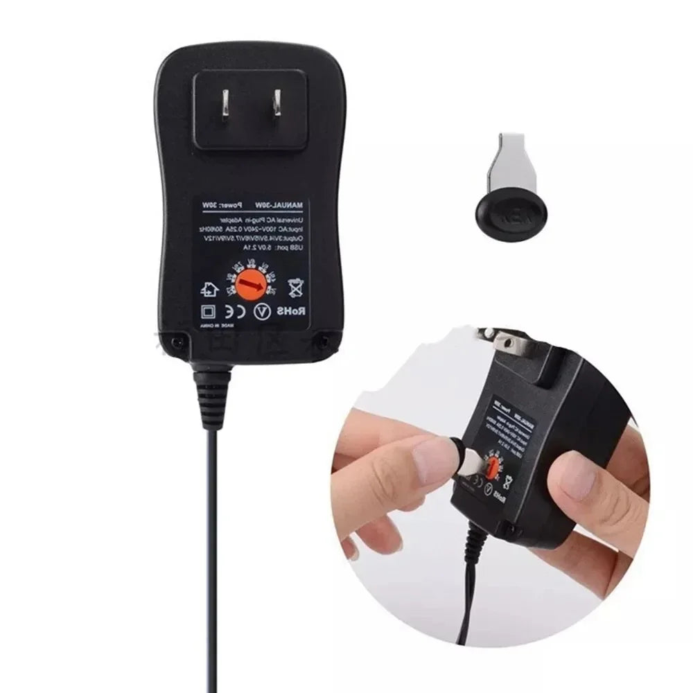 3V 4.5V 5V 6V 7.5V 9V 12V 2A/2.5A AC/DC Adapter US/EU Adjustable Power Adapters USB Universal Charger Switch Power Supply Oasis Select