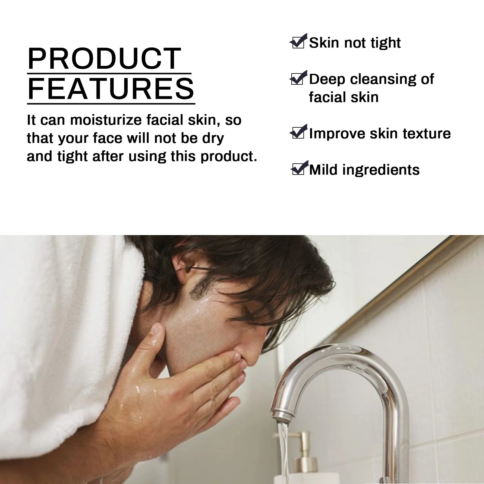 Men's Daily Face Wash Deep Cleansing Pore Oil Control Remove Acne Blackhead Brightening Facial Cleanser for Refreshed Skin Oasis Select