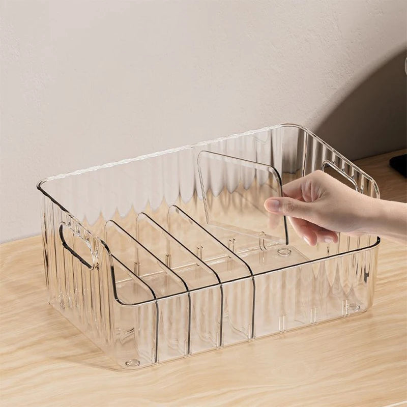 Storage Box With Partitions Refrigerator Organizer Bin Plastic Food Storage Organizer Tapes, Books, Seasoning Bags Storage Boxes Oasis Select Transparent