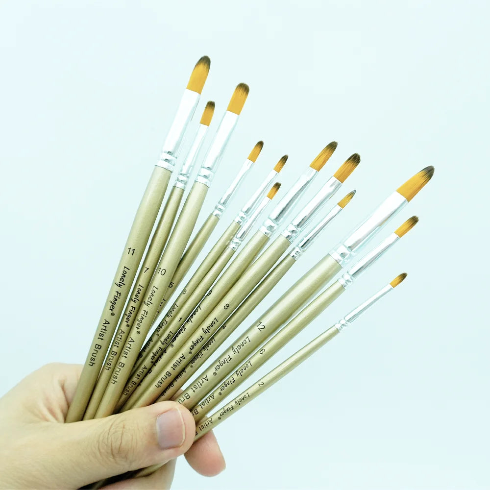 12pcs Filbert Paint Brush Set for Watercolor, Acrylic, Gouache, Ink, and Tempera Painting Oasis Select