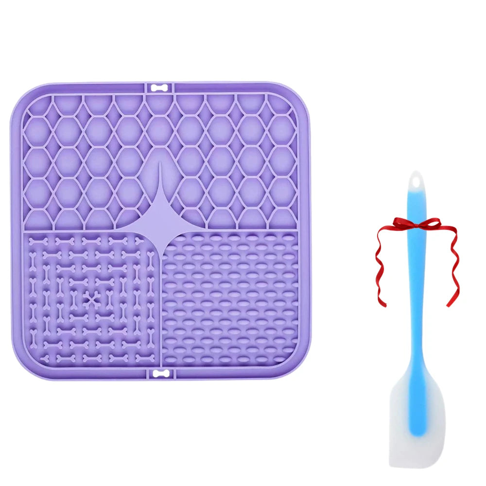 Silicone Pet Slow Feeding Mat With Suction Cups Dog Licking Plate Slow Feeding Mat Fun Feeding Tool Prevent Fast Eating Supplies Oasis Select Purple