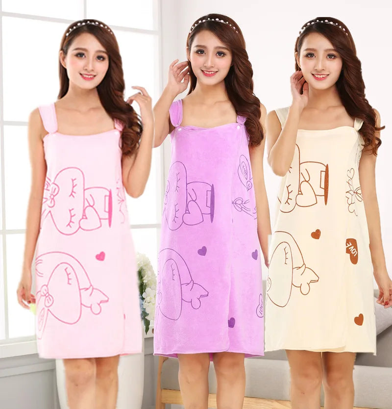 Variety wearable bath towel beauty salon microfiber cartoon print ladies sling bath skirt beach towel Oasis Select