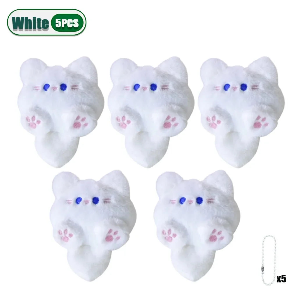 1-20PCS Cute Plush Long Tail Cat Pendant Cat Doll Doll School Bag Charm Key Charm Children's Birthday Gift Holiday Friend Gift Oasis Select White-5PCS