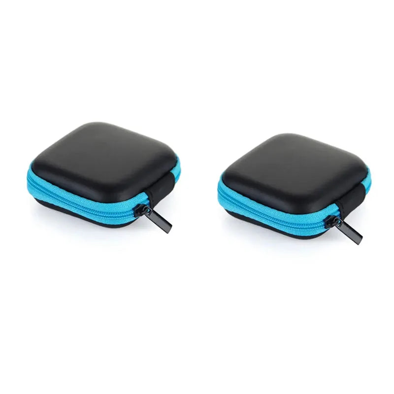 1/3Pcs Zipper Storage Bag For Wired Earphone Data Cable Mini Portable Small Square Bag For AirPods Key Money Bag Protector Case Oasis Select 2pcs Blue