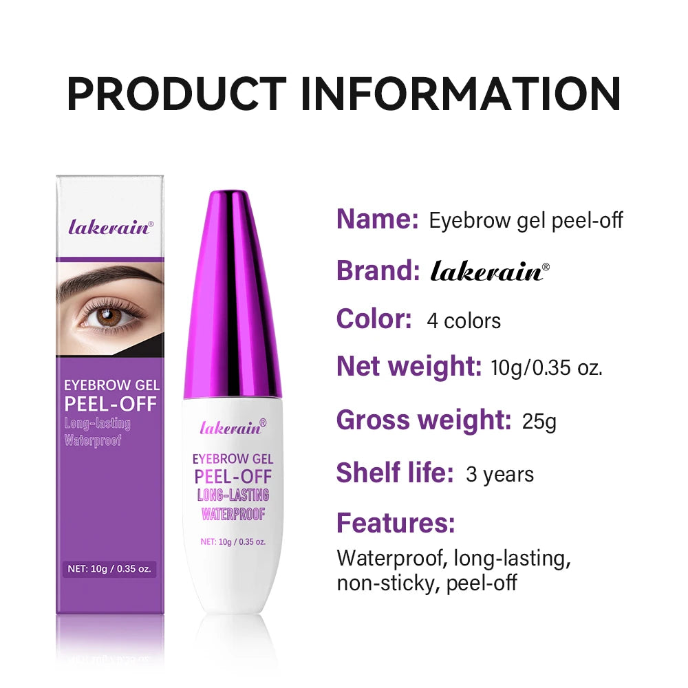 Easy Peel-Off Eyebrow Gel-Waterproof &Sweatproof, Long-Lasting Black or Brown TattooTint, Film Forming, Medium Coverage for All Oasis Select