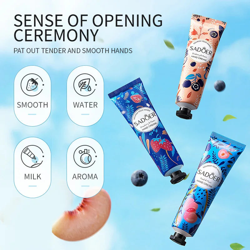 SADOER 5Pcs Fruit Plant Hand Cream Set Moisturizing Nourishing Anti Dry Crack Hand Lotion Winter Daily Care Gift Oasis Select