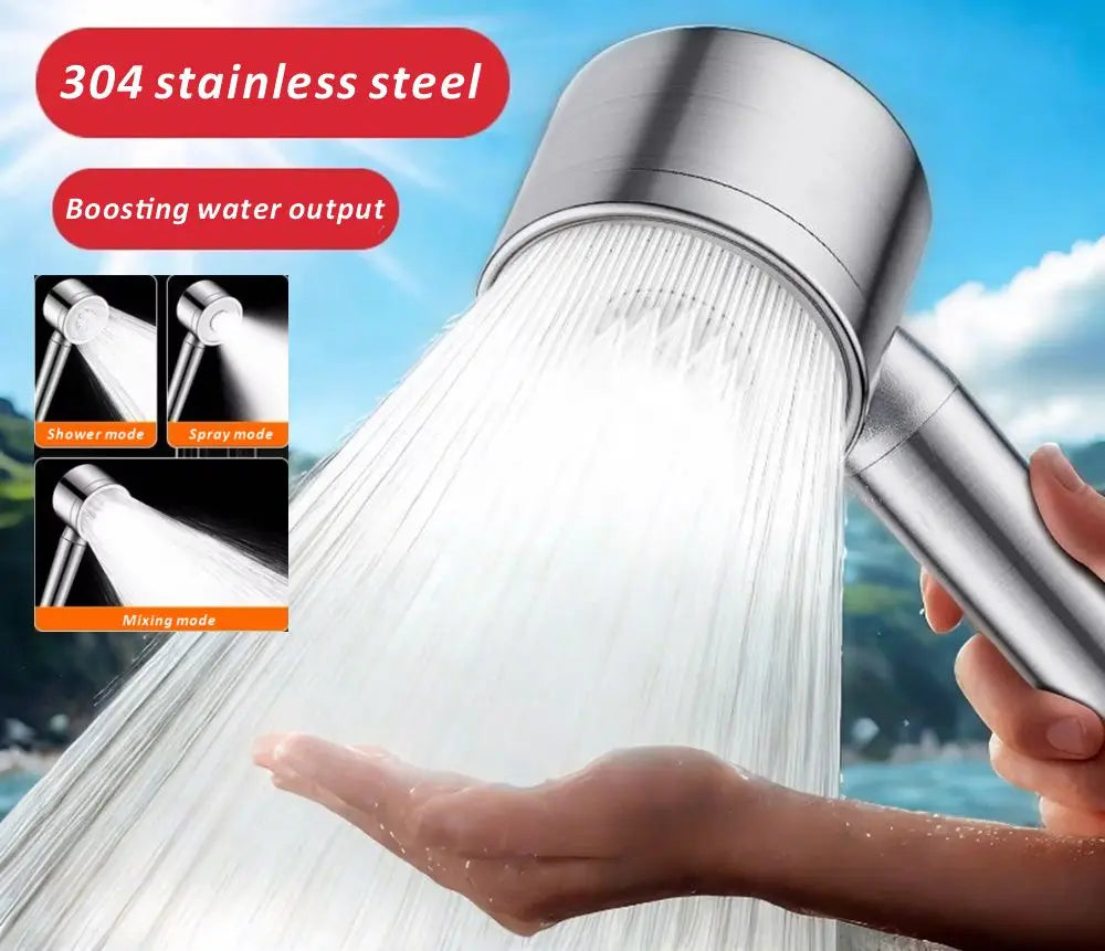 New 304 Stainless Steel High Pressure Shower Head 3 Modes Large Flow Sprayer Anti-Fall Shower Faucet Bathroom Accessories Oasis Select