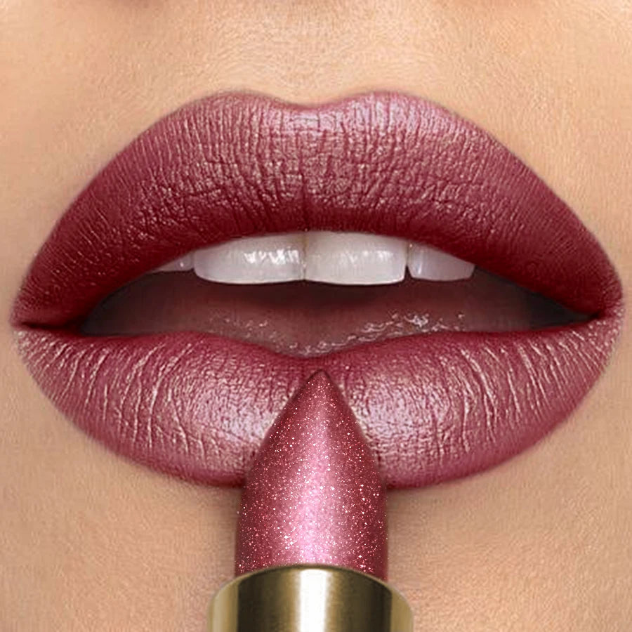KAFURUX Metallic Glitter Lipstick – 16 Colors, Waterproof