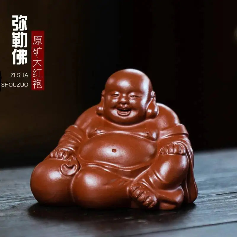 Zisha Tea Pet Buddha Figurine Maitreya Buddha Rulai Sculpture Tea Play Model Can Raise Tea Pet Oasis Select