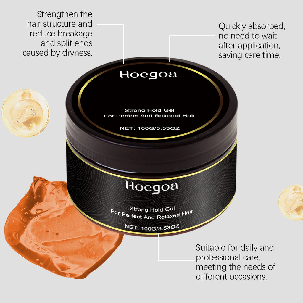 Hoegoa Shea Butter Hair Styling Gel Strong Holding Finished Molding Non Greasy Edges Controls Shaping Curly Portable Hair Gels Oasis Select