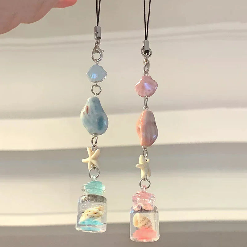 Transparent Keychain Cute Wind Chime Pendant Keyring Mobile Phone Lanyard Kawaii Bag Decorative Accessories Home Decorations Oasis Select