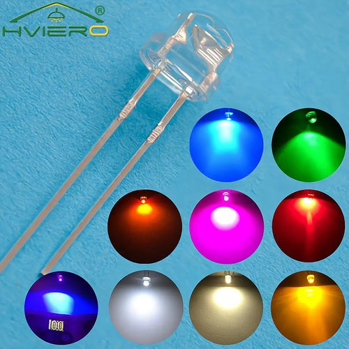 10PCS 5mm Straw Hat Wide Angle LED Bulbs – Multi-Color DIY LED Diode Pack Oasis Select