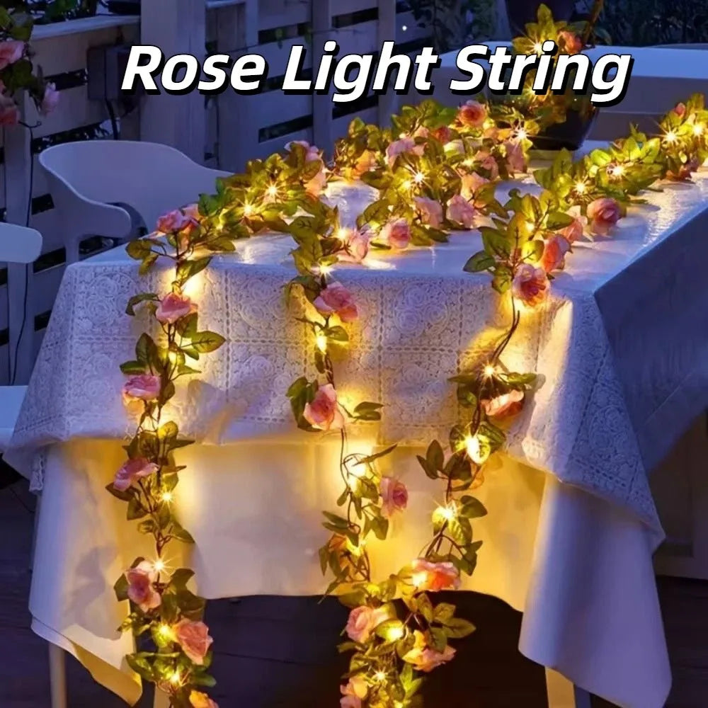 LED LED Rose Lights Floral Garland Simulation Floral Vine Simulation Floral Garland Lamp Hanging Light Waterproof Oasis Select