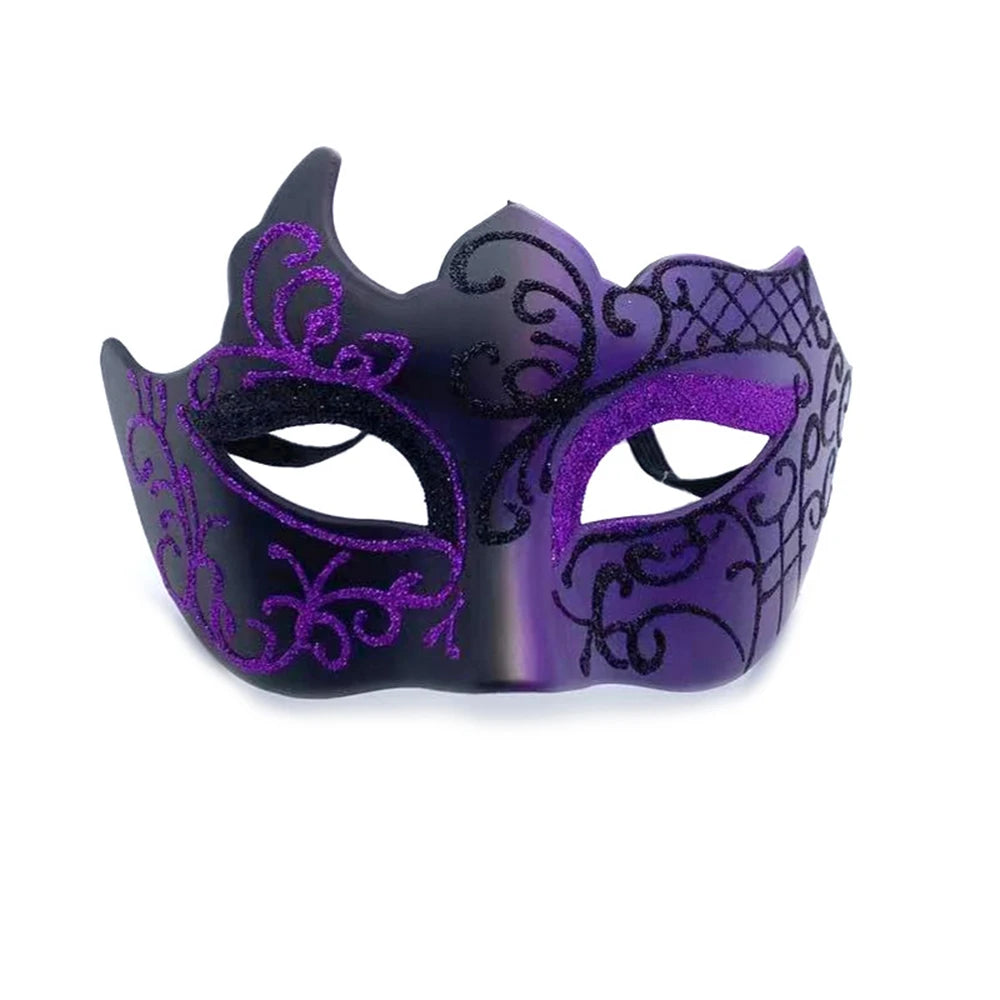 Glitter Half Face Masquerade Mask Woman Men Venice Mask Halloween Costume Accessories For Cosplay Party Oasis Select Black purple