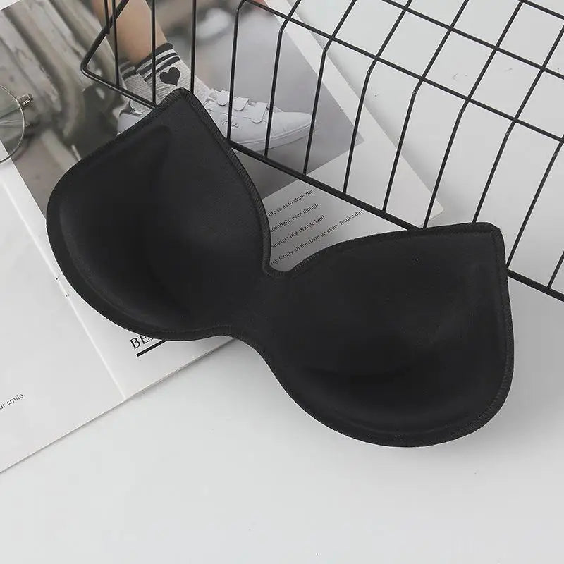 Removable Bra Inserts, Soft Sponge Cup Pads, Replacement Push Up Chest Pads for Sports Bra & Swimsuit Oasis Select One Size Black