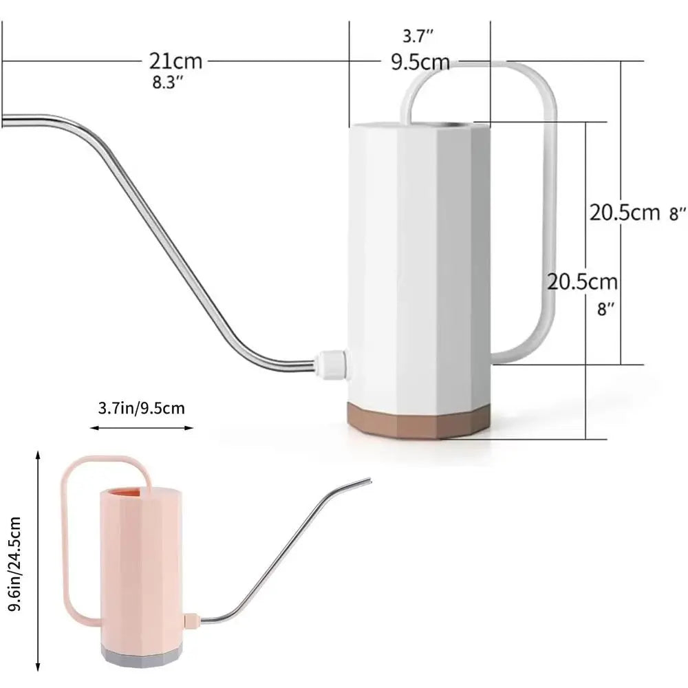 1.2L Gardening Watering Can Stainless Steel Curved Mouth Plant Sprinkler Irrigation Pot Long Spout Removable Nozzle Oasis Select