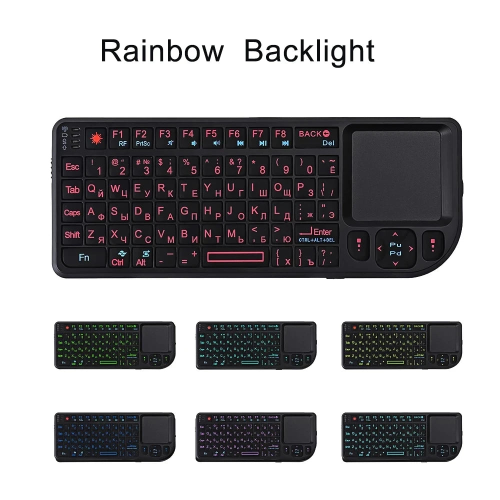 AyeBeau RGB Mini Wireless Keyboard Touchpad | French Spanish Russian