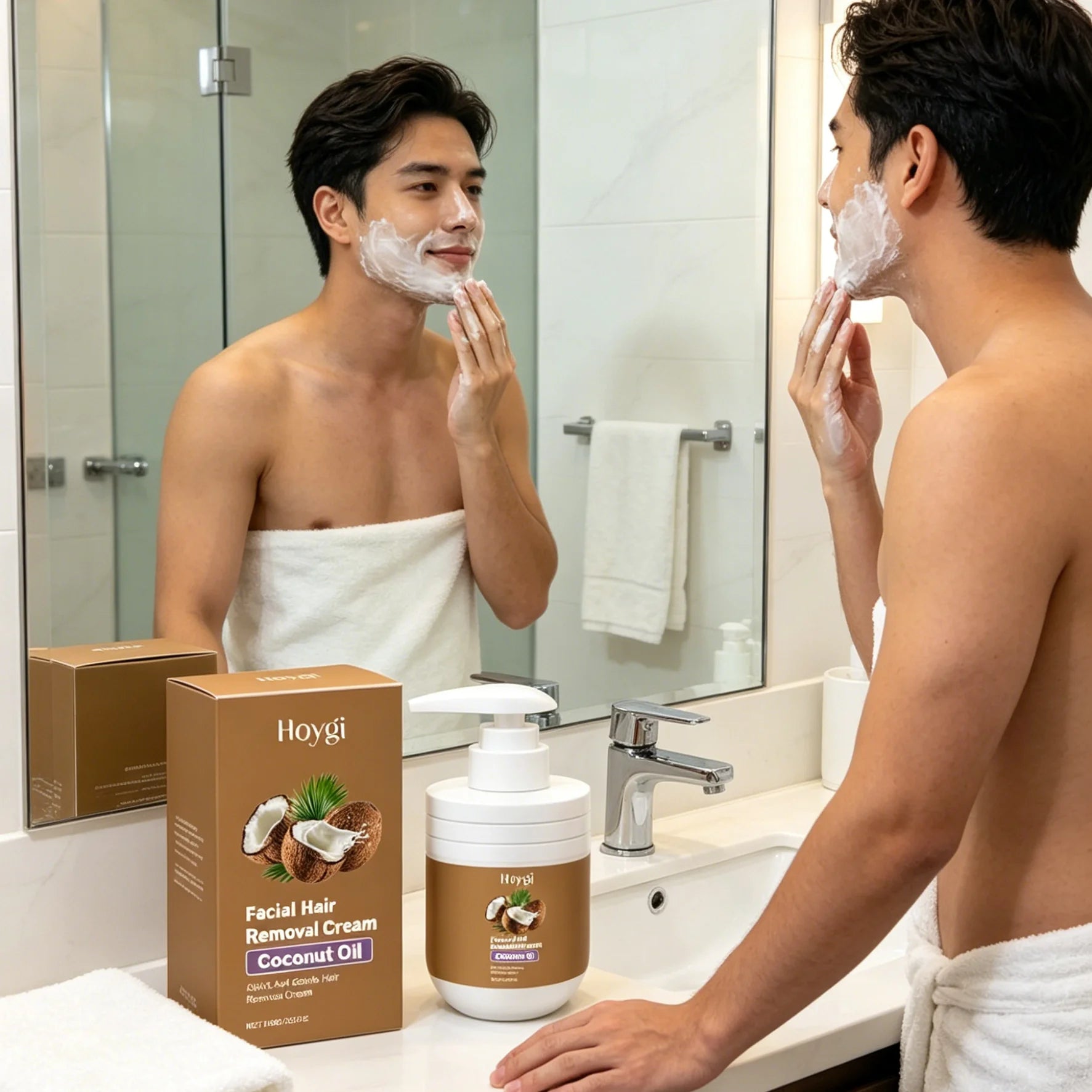 Hoygi Facial Hair Removal Cream for Sensitive Skin Care Upper Lip Hair Removal Coconut Oil Moisturizing Facial Depilatory Cream Oasis Select