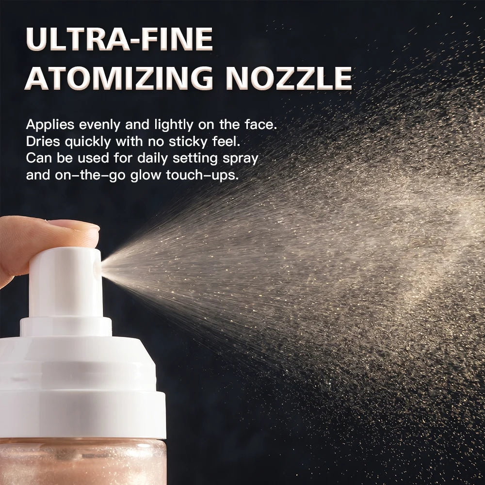 Luminous Setting Spray Shimmery Champagne Pink Liquid Long Lasting Smudge Resistant Dewy Radiant Glow Multi-use Setting Makeup Oasis Select