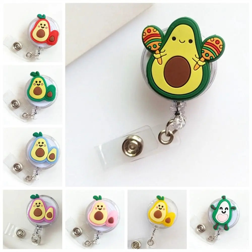 New Cute Silicone Fruits Avocado Retractable Pull Badge Reel ID Lanyard Name Tag Card Badge Holder Reels Oasis Select