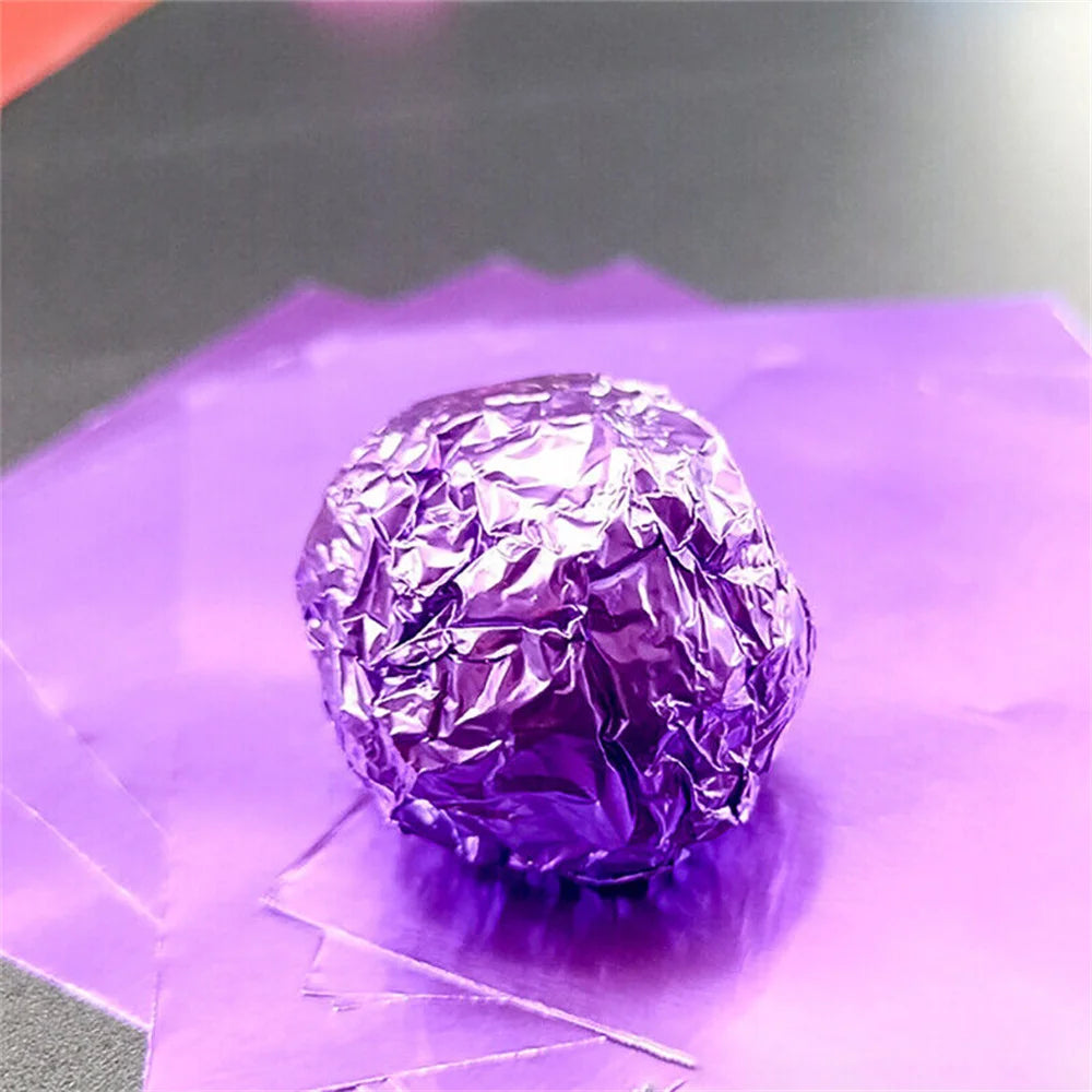 100Pcs 8x8CM DIY Food Aluminum Foils Wrapping Paper Sheets Packaging For Chocolate Candy Wedding Party Birthday Gift Decoration Oasis Select Purple Other