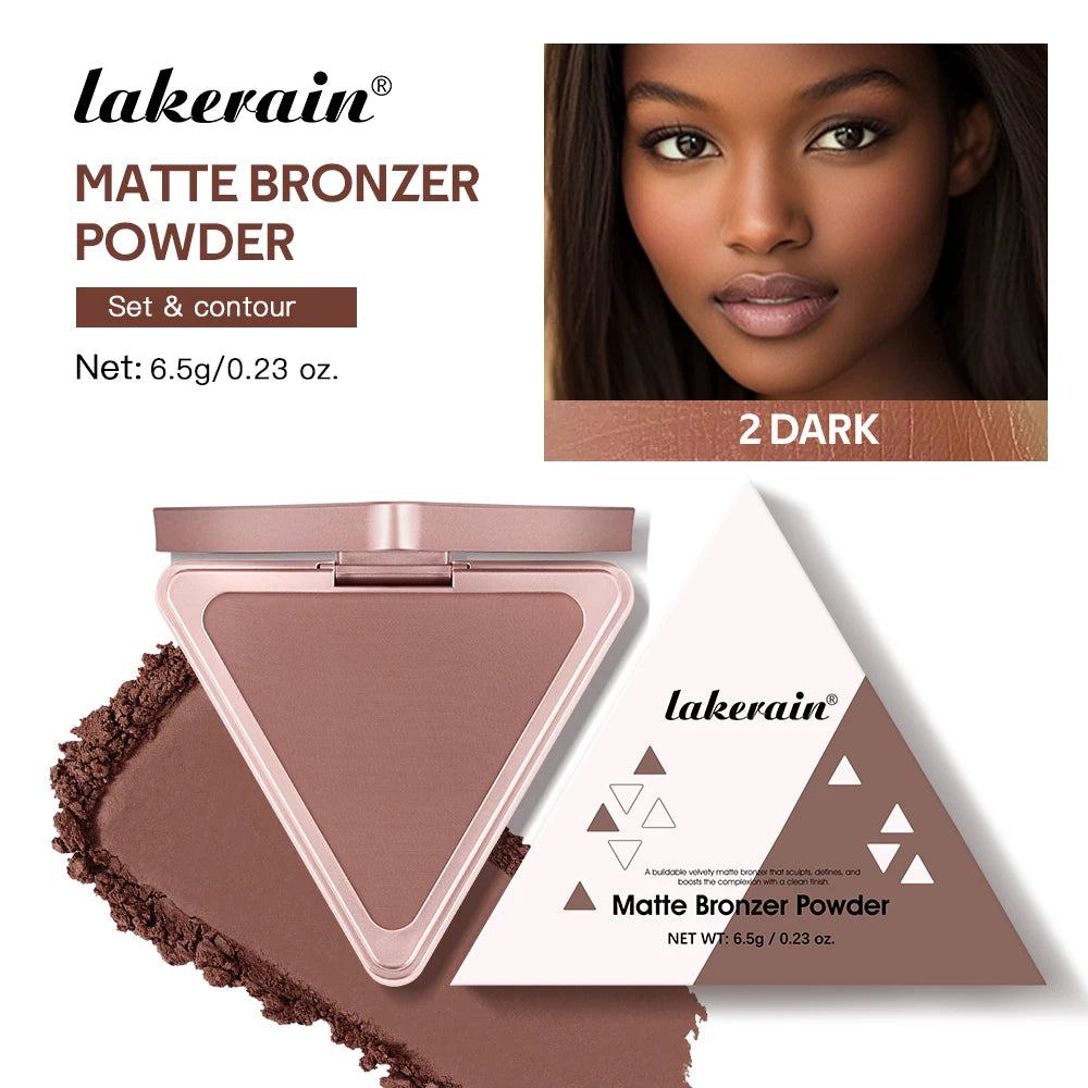 Lakerain Matte Bronzer Powder Long Lasting Makeup Effect Waterproof Sweatproof Setting Powder Oil Control Bronzer Face Makeup Oasis Select DARK