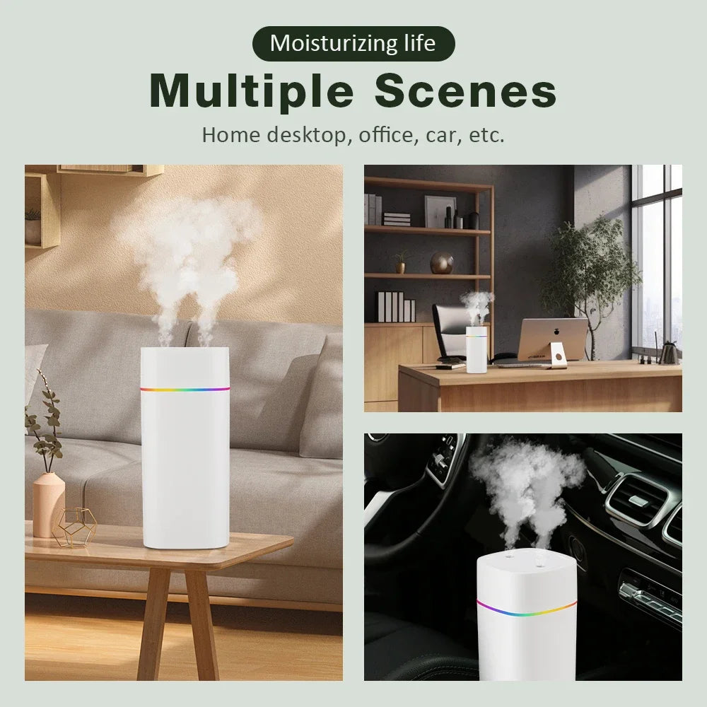 600ml USB Mini Humidifier – Nano Mist, Aromatherapy & Color Light