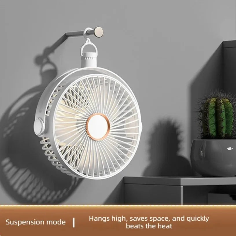 USB Rechargeable Clip Fan 5 Speeds 3 Level Night Light 720° Rotation Ultra Quiet Brushless Motor Portable for All Scenarios Oasis Select