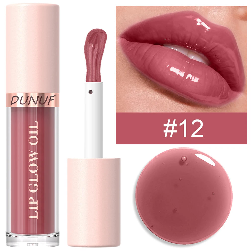 DUNUF Lip Glow Oil Moisturizing Lip Gloss Plumping Lip Oil Tinted Hydrating Lip Care Transparent Lip Balm Beauty Makeup Cosmetic Oasis Select DLAA 12