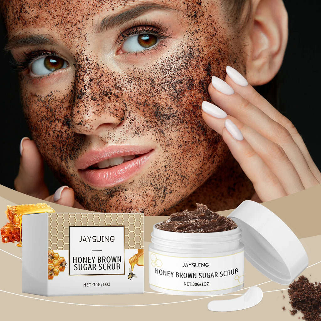 Honey Brown Sugar Scrub Cream Exfoliate Remove Facial Oil Shrink Pores Smooth Moisturize Skin Softening Keratin Cleansing Scrub Oasis Select 3x30g