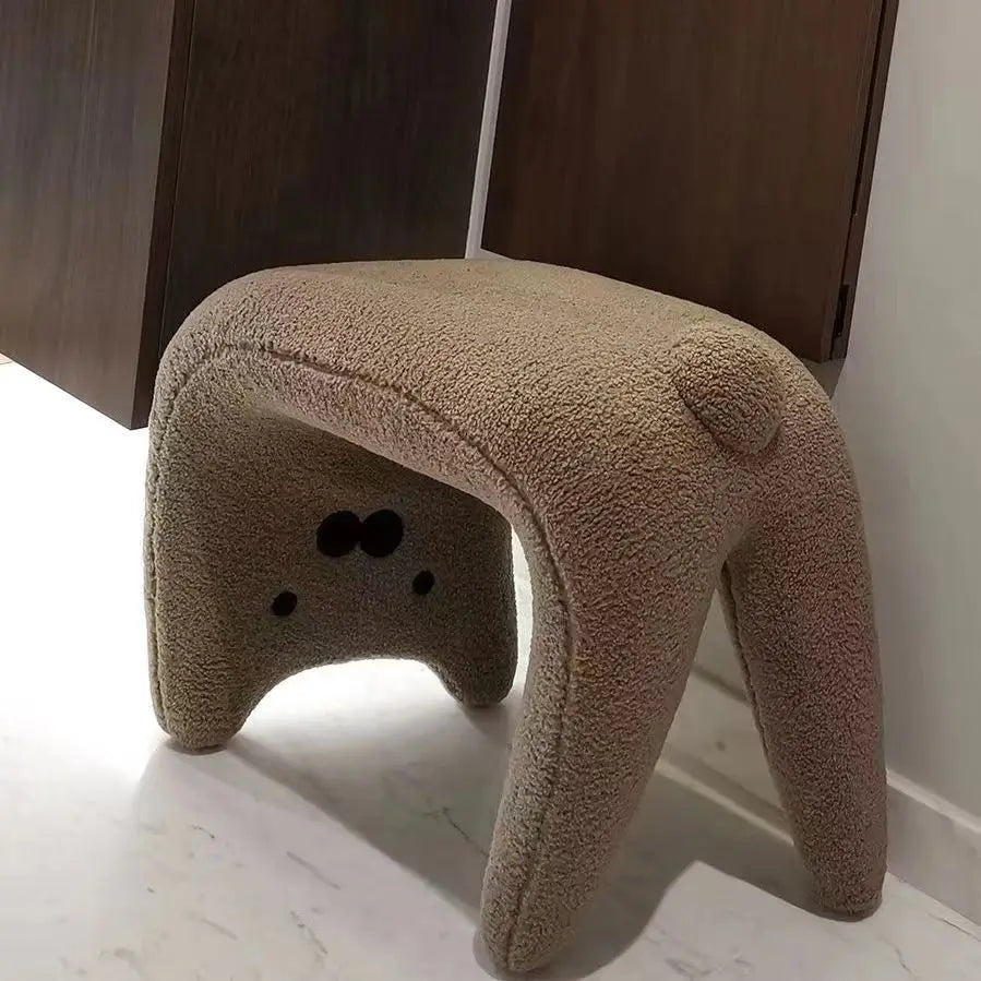 Dressing Chair Armless Plush Entryway Chairs Cute Cat Makeup Room Footrest Vanity Stool for Living Room Bedroom Furniture Oasis Select