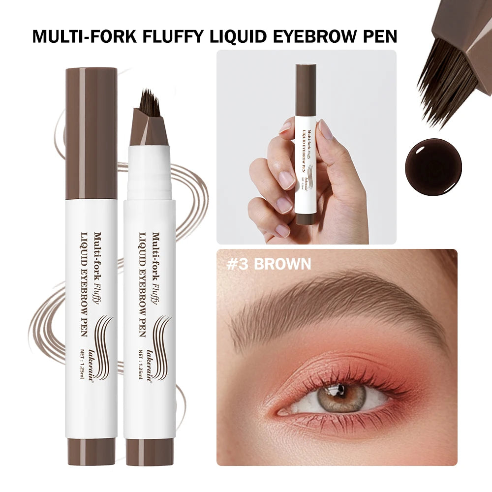 Waterproof Eyebrow Pencil Multi Forks Liquid Tattoo Pen Long Lasting Anti-smudged Natural Look Eyebrow Precise Makeup Oasis Select 3 Brown