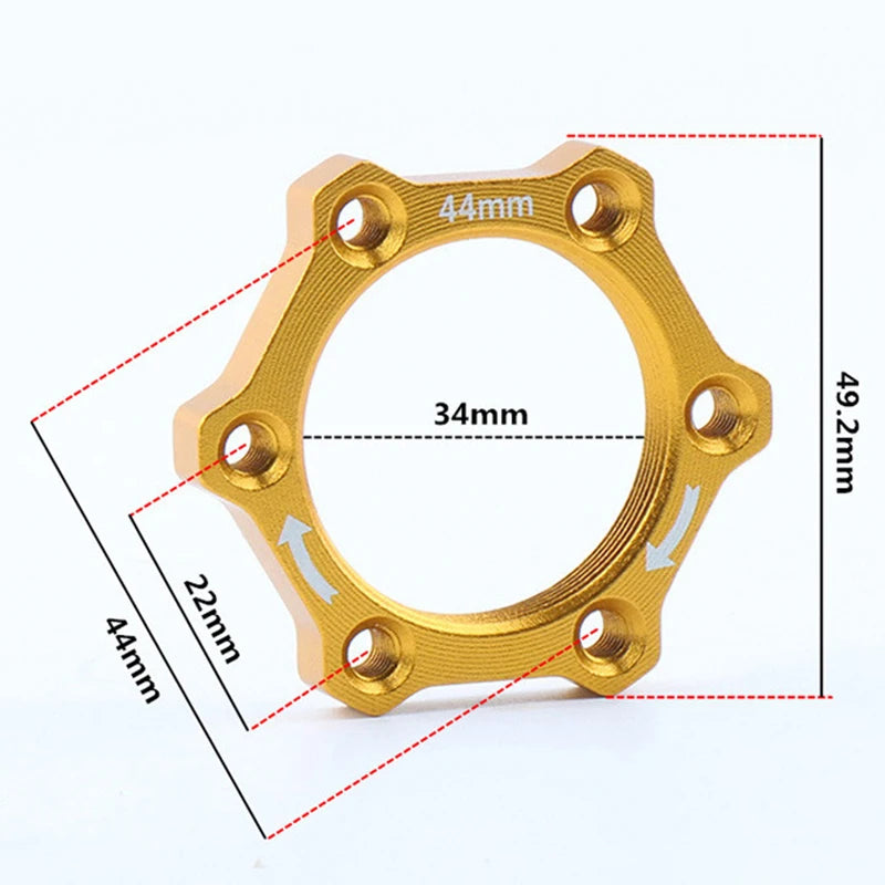 Bike Bicycle Flange Adapter Cycling Rotary 44mm Base Brake Parts Rotors Screw Supplies Threaded Aluminum Alloy Oasis Select Gold