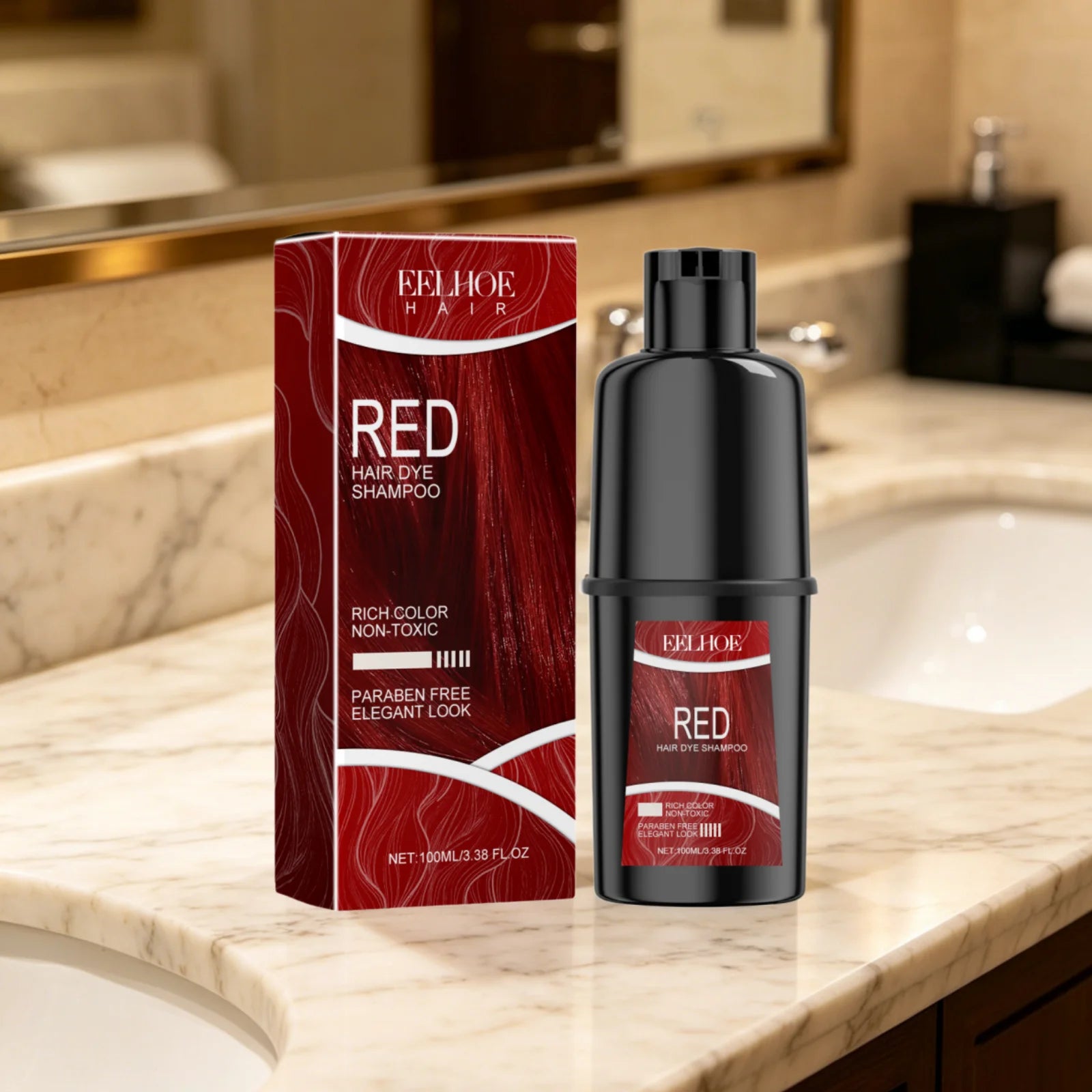 EELHOE Hair Dye Shampoo Deep Nourishment Strengthen Color Lock Frizz Control Oil Natural Formula Shiny Hair Color Shampoo 100ml Oasis Select