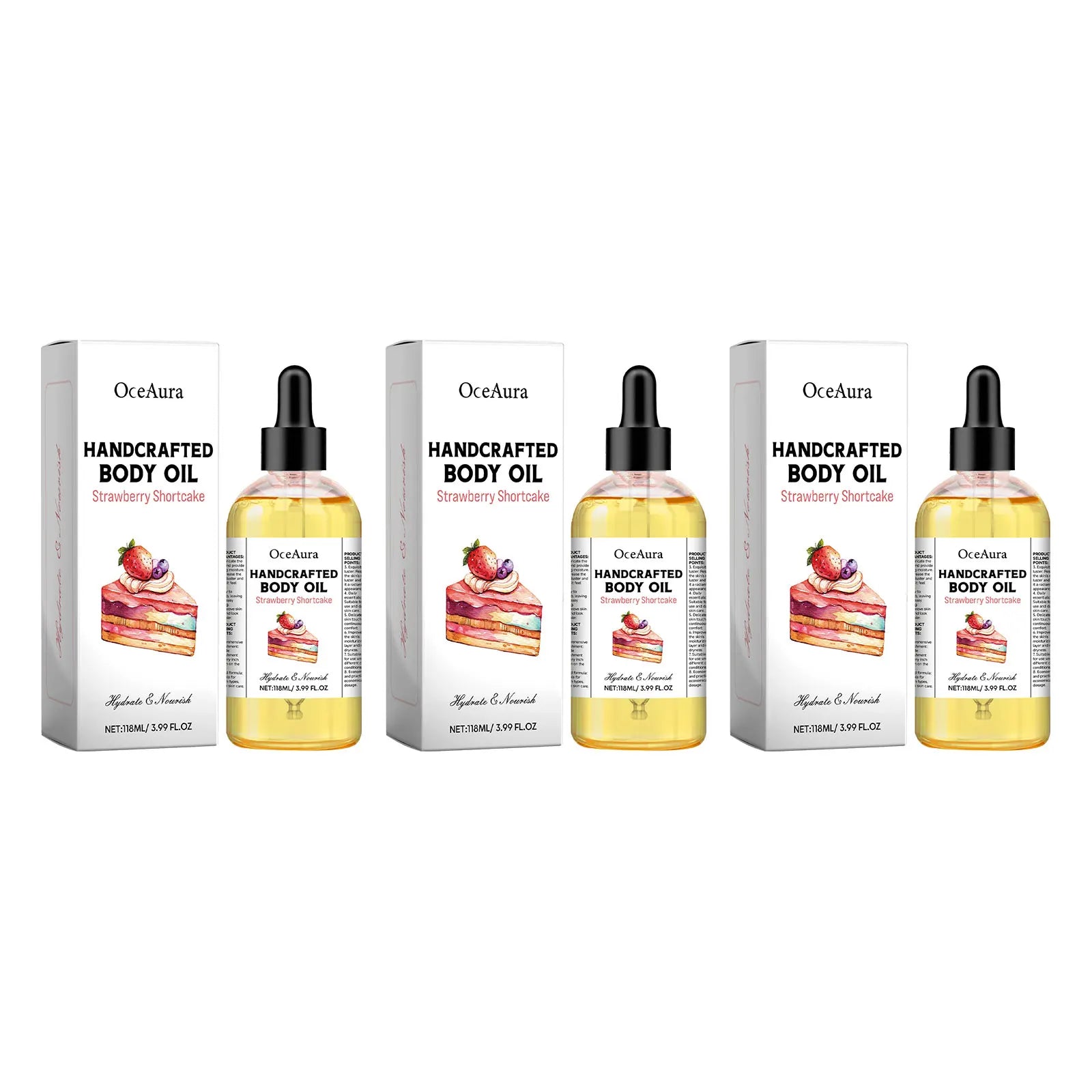 OceAura Strawberry Shortcake Body Oil | Nourishing 118ml